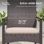 PHI VILLA Outdoor Dining Set for 8, Rectangular Rattan Table with Acacia Wood Top & Wicker Chairs with Cushions, 74” Large Modern Furniture Set for Patio, Deck, Backyard, Porch