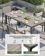 7-Piece Outdoor Dining Set, Aluminum Dining Table Set for 6, Patio Table and Chairs Set with Umbrella Hole, All Weather HDPS Outdoor Table and Chairs for 6 (Gray)