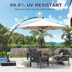 Aoxun Aluminum Patio Furniture Set with Umbrella 5 Seats, Oversized Outdoor Sectional with Washable Thick Cushions, Coffee Table and Waterproof Cover, Patio Conversation Sets for Porch, Balcony, Deck