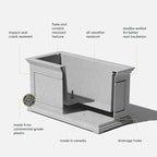 Veradek Brixton Series Large Plastic Planter - Gray, Outdoor, All-Weather Resistant, Dimensions 17.5"H x 16"W x 32"L, Classic Estate Design for Flowers, Trees, Shrubs