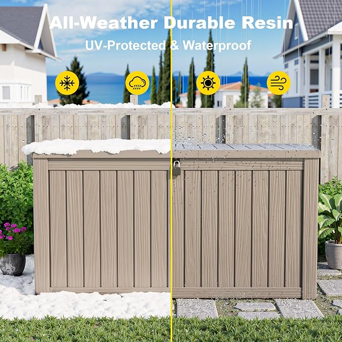 150 GallonOutdoor Storage Box, Resin Deck Boxes Waterproof, IndoorOutdoor Bin - Image 7