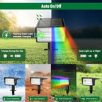 Solar Spot Lights Outdoor with 7 Lighting Modes RGB, 2 Pack Solar Color Changing Lights IP68 with 29 LED & Auto On/Off, Multicolor Outdoor Lights for Outside, Garden, Yard(Multicolor)