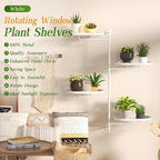 Window Rotating Plant Stand Shelf Indoor White Metal Floating Shelves 4-Tier Wall Mount Plant hanger Holders for Wall Planter Modern Home Decor window sill gifts