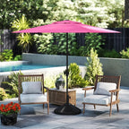 Abba Patio 9FT Lyon Outdoor Patio Umbrella Outdoor Table Umbrella with Crank Market Umbrella 8 Sturdy Ribs UV Protection Waterproof and Push Button Tilt for Garden Deck Backyard Pool,Pink