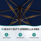 AreShark 7.5FT Patio Umbrella Table Market Umbrella with 6 Sturdy Ribs, Button Tilt/Crank Heavy-Duty Round Outdoor Umbrellas for Garden, Deck, Backyard,and Pool, Navy