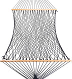 Castaway Living 13 ft. Double Traditional Hand Woven Navy Polyester Rope Hammock with Free Extension Chains, and Tree Hook, for 2 People with a Weight Capacity of 450 lbs.