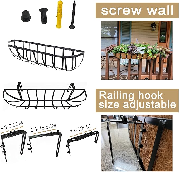 2pack 36-inch Window Sill Window Railing Planters with Cocoa Liner for Outdoor Balconies, Porches, Fences, Patio Railings
