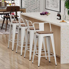 Yongchuang 26 inch Metal Bar Stools Set of 4 Counter Height Barstools Farmhouse Kitchen Bar Chairs with Wood Seat Low Back Cream White