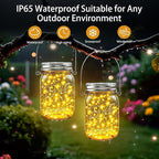 String Lights, 12 Pack Solar Mason Jar Lights in Warm White for Outdoor Use
