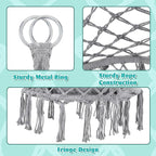 Macrame Hammock Hanging Swinging Chair with Medium Cushion, Perfect for Bedroom, Porch, Adults, Balcony, Grey