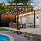 addlon 150FT Solar String Lights Outdoor Waterproof with Remote, Dimmable Commercial Grade Solar Powered String Lights with 80 LED Bulbs, Hanging Light for Camping Backyard Party Decor