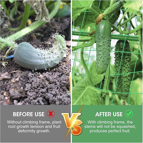 2PCS Cucumber Trellis for Climbing Plants Outdoor, Garden Trellis for Raised Bed Garden,Vegetable Grow Supports with Climbing Net for Tomato Bean Squash, Grape Zucchini (2PCS)