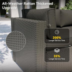 Aoxun Patio Furniture Set, 11 Piece Outdoor Sectional Sofas with Waterproof Cover, 10 Seats Wicker Rattan Outdoor Furniture Patio Conversation Set for Backyard, Garden Black