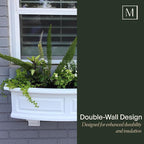Mayne Nantucket 3-Foot Window Box – Self-Watering, Weather-Resistant Planter for Flowers – Durable Design for Outdoor Use, Perfect for Windows