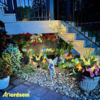 Anordsem Solar Garden Lights Outdoor: 8 Removable Fiber Optic Fabric Dragonflies 4 Pack - Waterproof Fun Animal Decoration for Yard Patio - Gardening Gifts for Garden Lovers