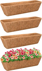 Riare 4 Pack 30 Inch Rectangle Coconut Liners for Planters, Natural Coconut Fiber Planter Liners, Window Box Liner Trough Coco Liner for Outdoor Flower, Garden Wall, Deck & Fence Planter Boxes