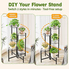 Corner Plant Stand Indoor Outdoor Tall Metal Flower Pot Stands for Multiple Plants 5 Tier Heavy Duty Plant Shelf for Patio Garden Balcony Living Room Bedroom Black Kite