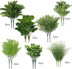 15Pcs Outdoor Artificial Plants UV Resistant Fake Plastic Greenery Spring Grass for Outside Yard Front Porch Patio Window Box Planter Basket Decor (Yellow Green)
