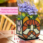 Stained Glass Orange Cat Planter,Indoor Flower Pots with Drainage,Cute Succulent Planter,Unique Orange Cat Flower Pot,Gifts for Plant Lovers 4.6x3x5.15 in