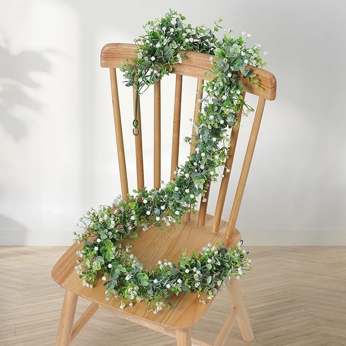 Artificial Eucalyptus Greenery Garland, 4 Pack, 24 Ft Total, Green