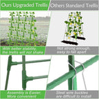 32 x 53 Inch Cucumber Trellis for Climbing Plants Outdoor A-Frame Garden Trellis for Raised Bed Detachable Sturdy Garden Plant Support Trellis for Small Plant Vegetable Flower Grape with Climbing Net