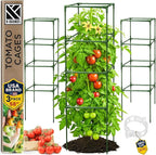 Tomato Cage Square - Large Trellis Stakes and Plant Support Structures for Vegetables and Climbing Plants - Tall Tomato Cages for Garden, Pots, Raised Garden Bed Outdoor Supplies (3 Pack - Up to 58")