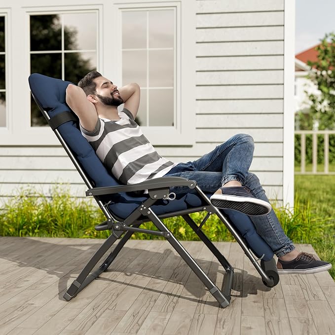 Oversized Zero Gravity Chair Set of 2 – Navy Blue, 33In