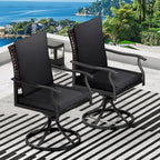 LEVELEVE 5 Piece Outdoor Patio Dining Set with 4 Swivel Dining Chairs & 1 Large Round Dining Table,Bistro Furniture Set for Lawn, Garden, Deck, Backyard and Porch