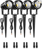 6W 700LM Low Voltage Landscape Lighting, 12V AC/DC 3000K Warm White LED Low Voltage Landscape Lights, IP65 Waterproof Outdoor Spotlights with Connectors for Garden Tree Yard 4 Pack W01SLP406