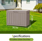45 Gallon Outdoor Storage Box Waterproof Lockable Resin Deck Box Large - Image 5