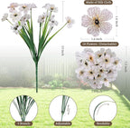 24 White Bundles Artificial Flowers for Outdoors/Indoors Fake Flowers Plants for Indoor Outside Garden Porch Window Box Home Wedding Farmhouse