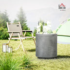 HOMCOM 2.6 Gal Outdoor Cooler Side Table, 3-in-1 Cool Coffee Table with Storage, Removable Ice Bucket and Lid, Concrete Small Patio Table for Party, Poolside, Deck, Gray