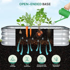 3 in 1 Galvanized Raised Garden Bed - 4x2x1ft (2Packs) Modular Planter Box Outdoor | Metal Raised Bed Kit with Bracing Rods for Gardening Vegetables Flowers Fruits Herbs (Silver)