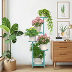 TOSKING 5 Tier Tall Plant Stand Indoor Outdoor, Heavy Duty Corner Shelf for Plants & Decor, Space Saving 3.9FT Metal Flower Pot Stand for Balcony, Garden, Living Room, Patio (Blue, 47in)
