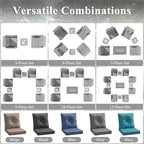 2-Seat Modern Patio Furniture Set with Swivel Rocking Chairs, Thick 4″ Cushions, Dual-Strand Wicker Rattan, Rust-Resistant Steel Frame – Outdoor Conversation & Modular Sectional,Gray