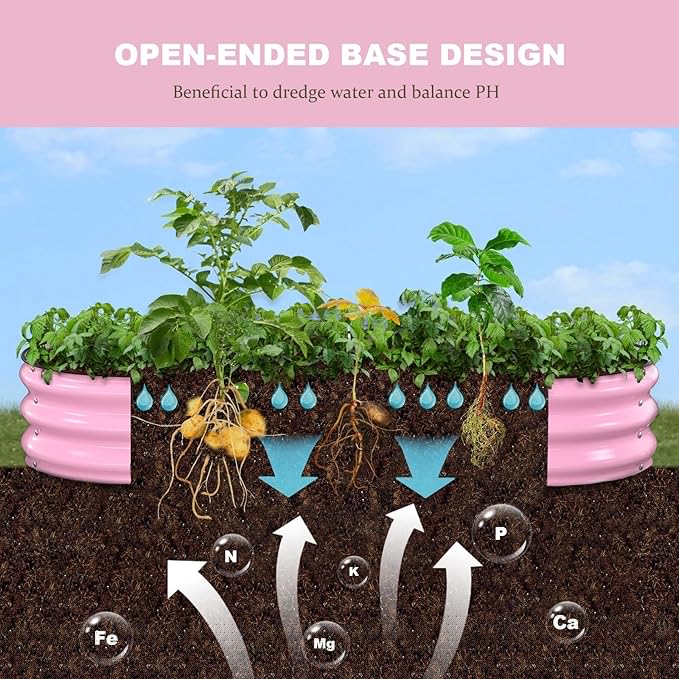 Raised Garden Bed, 6x3x1ft Galvanized Outdoor Planter Beds with Safety Edging and Gloves, Oval Metal Planter Box for Gardening Vegetables Flowers Herb-Blossom Pink