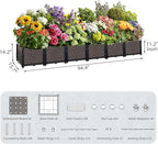 Large Planters for Outdoor Plants 14" Tall Planter Box, Raised Beds for Gardening Self Watering, Elevated Planter Box with Legs, Rectangular Garden Planters for Outdoor Plants Flowers, 94.4"L x 15.7"W