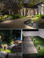 SUNVIE 4-Pack Low Voltage Pathway Lights 3W 3000K 12-24V LED Landscape Bollard Path Lights with Connectors CRI 90+ Aluminum Outdoor Landscape Lighting for Walkway Yard Garden, ETL Listed Cord