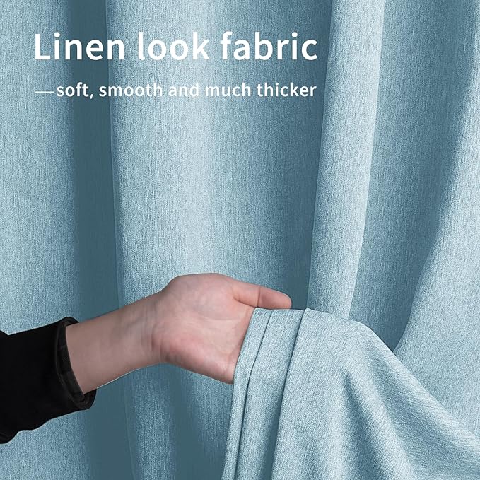 Easy-Going Linen Look Outdoor Curtains Waterproof Windproof Porch Curtains, Soft Thicken Outdoor Privacy Curtains for Patio, Gazebo, Grommet Top and Tab Bottom Drape, 1 Panel, 110x120 inch, Sky Blue