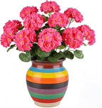 Artificial Geraniums Flowers for Outdoors, 6 Bundles Realistic Silk Fake Geranium, No Fade Faux Plants for Hanging Baskets, Window Boxes, Planters - Porch, Patio, Garden Decor(Rosy)