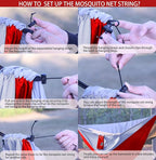 Camping Hammock, Portable Hammocks with Mosquito Net,Lightweight Nylon Parachute Hammock with 10ft Tree Straps,Camping Gear Must Haves for Travel Hiking Backpacking Beach Patio-Black&Red