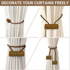 Hion Magnetic Curtain Tiebacks Dark Brown 4 Pack, Curtain Tiebacks Buckles Holdbacks Holders Hooks Clip for Home Bedroom Office Decorative Thick or Thin Curtain