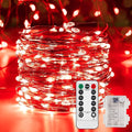 Indoor String Lights 65.6 Ft Red Battery Powered LED with Remote