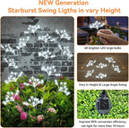 Solar Garden Lights 2 Pack Waterproof Solar Swaying Starburst Light Outdoor Lights for Yard Patio Walkway Pathway Party Wedding Christmas Decoration, White