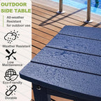 Y&M Outdoor Side Table, HIPS Adirondack Small Single Table, Waterproof Square Outside Table, Balcony Modern End Tables for Patio, Pool, Beach, Porch, Deck, Indoor or Outdoor Use, Navy Blue