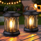 Solar Lanterns Outdoor Waterproof 4-Pack: Hanging Solar Lights for Outside Patio Decor for Garden Bright Black Modern Lanterns Decorative with Clips Gifts for Family Household Newlyweds - Warm Light
