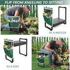 FLINTER 10.2" Wider Garden Kneeler and Seat, Heavy Duty Thick Gardening Bench for Kneeling and Seat - Garden Kneelers for Seniors, Gardening Stools for Women, Grandparents, Gardeners, Black