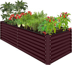 Best Choice Products 8x4x2ft Outdoor Metal Raised Garden Bed, Deep Root Planter Box for Vegetables, Herbs & Flowers, 478-Gallon Capacity, 100% Non Toxic Materials - Burgundy