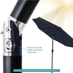 Sunnydaze Outdoor Patio Umbrella - Polyester Table Market Umbrella with Push-Button Tilt and Crank - 8 Sturdy Ribs - Navy Blue - 9ft