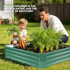 ZORMY 2 Pcs 4x4x1ft Galvanized Raised Garden Bed Outdoor, Metal Planter Boxes with Easy Assembly, Planter Raised Beds for Gardening, Flower, Plants, Vegetable, Herb - LotusGreen